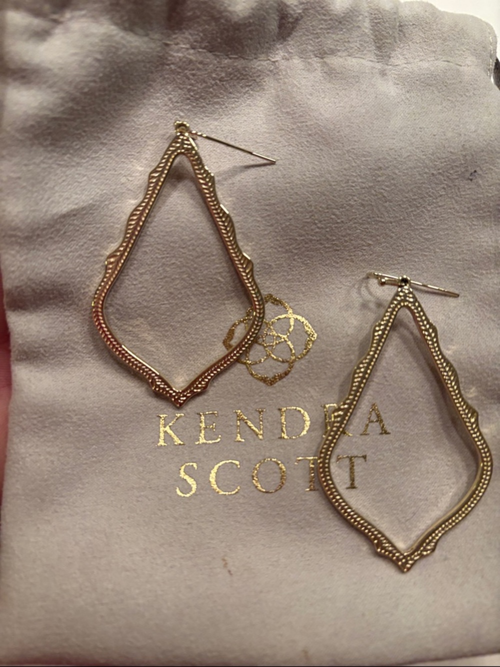 Kendra Scott Gold Textured Teardrop Dangle Earrings